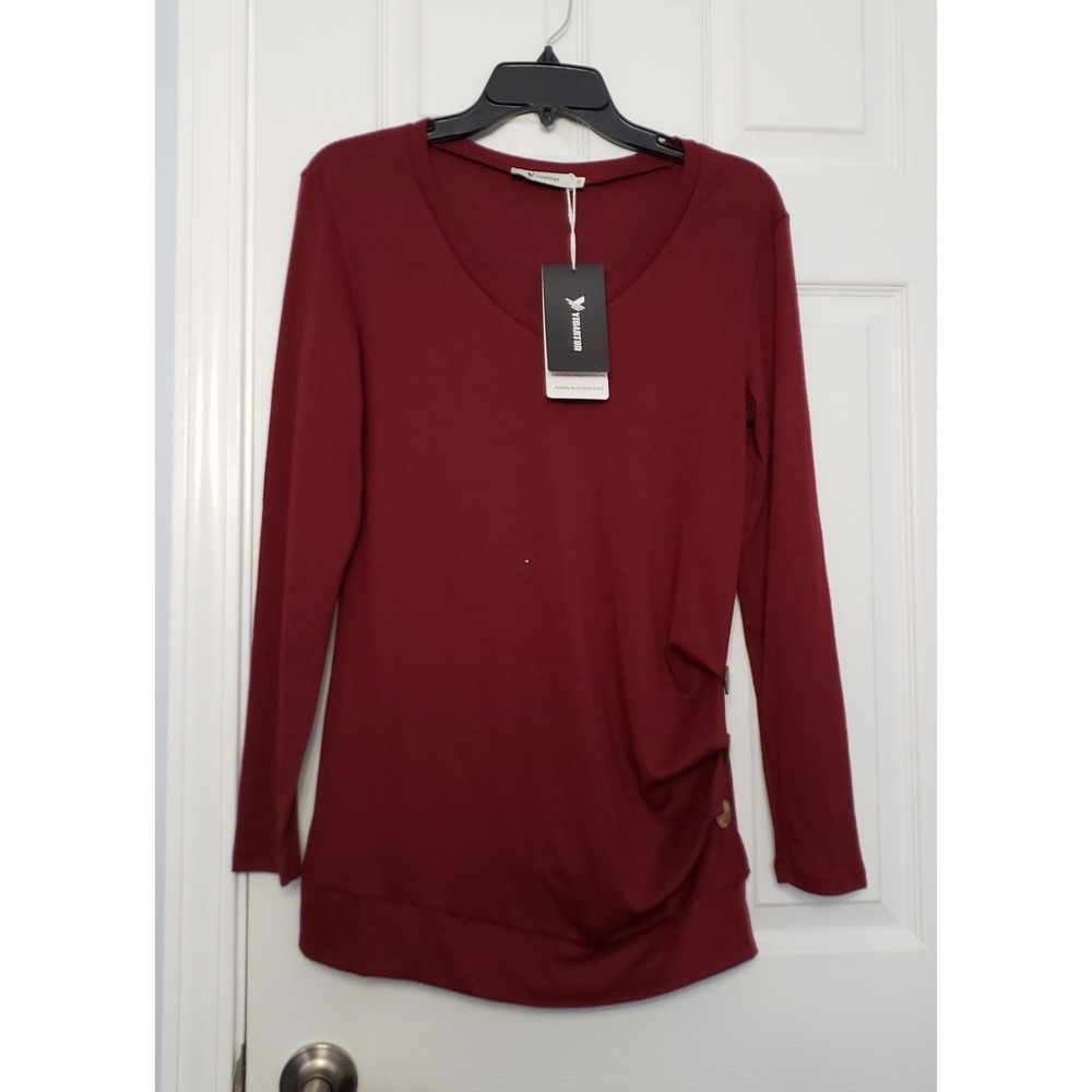 New Yidarton Womans‎ Burgundy Shirt  Size Small